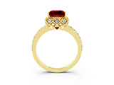 Yellow gold Princess Cut Diamond Solitaire Ring with Shared Prong Pavé Band_3