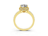 Yellow gold Princess Cut Diamond Solitaire Ring with Shared Prong Pavé Band_3