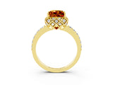 Yellow gold Princess Cut Diamond Solitaire Ring with Shared Prong Pavé Band_3