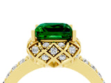 Yellow gold Princess Cut Diamond Solitaire Ring with Shared Prong Pavé Band_4