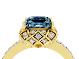 Yellow gold Princess Cut Diamond Solitaire Ring with Shared Prong Pavé Band_4