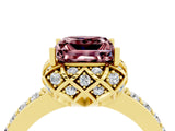 Yellow gold Princess Cut Diamond Solitaire Ring with Shared Prong Pavé Band_4