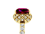 Yellow gold Princess Cut Diamond Solitaire Ring with Shared Prong Pavé Band_5
