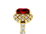 Yellow gold Princess Cut Diamond Solitaire Ring with Shared Prong Pavé Band_5