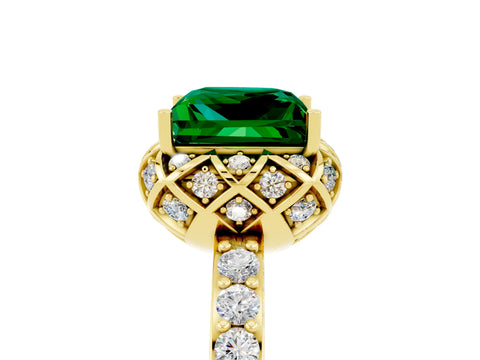 Yellow gold Princess Cut Diamond Solitaire Ring with Shared Prong Pavé Band_5