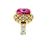 Yellow gold Princess Cut Diamond Solitaire Ring with Shared Prong Pavé Band_5