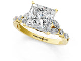 Yellow gold Princess Cut Diamond Solitaire Ring with Side Stones and Four-Prong Setting_79