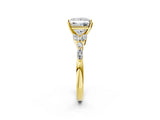 Yellow gold Princess Cut Diamond Solitaire Ring with Side Stones and Four-Prong Setting_80