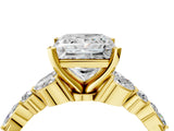 Yellow gold Princess Cut Diamond Solitaire Ring with Side Stones and Four-Prong Setting_82