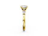Yellow gold Princess Cut Diamond Solitaire Ring with Tapered Baguette Accents and Four-Prong Setting_93