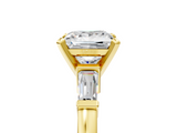 Yellow gold Princess Cut Diamond Solitaire Ring with Tapered Baguette Accents and Four-Prong Setting_96