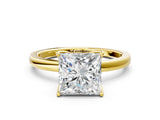 Yellow gold Princess Cut Diamond Solitaire Ring with Thin Band and Prong Setting_12