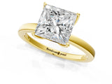 Yellow gold Princess Cut Diamond Solitaire Ring with Thin Band and Prong Setting_13