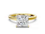 Yellow gold Princess Cut Diamond Solitaire Ring with Thin Band and Prong Setting_18