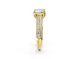 Yellow gold Princess Cut Diamond Solitaire Ring with Three-Row Pavé Band and Four-Prong Setting_50