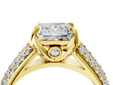 Yellow gold Princess Cut Diamond Solitaire Ring with Three-Row Pavé Band and Four-Prong Setting_52