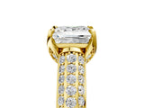 Yellow gold Princess Cut Diamond Solitaire Ring with Three-Row Pavé Band and Four-Prong Setting_53