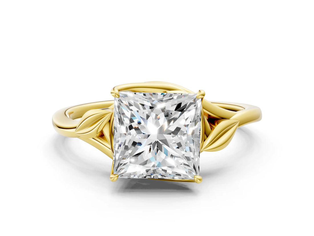 Yellow gold Princess Cut Diamond Solitaire Ring with Twist Band and Four-Prong Setting_76