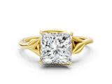 Yellow gold Princess Cut Diamond Solitaire Ring with Twist Band and Four-Prong Setting_76