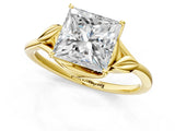Yellow gold Princess Cut Diamond Solitaire Ring with Twist Band and Four-Prong Setting_77