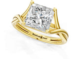 Yellow gold Princess Cut Diamond Solitaire Twist Band Prong Setting Ring_79