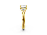 Yellow gold Princess Cut Diamond Solitaire Twist Band Prong Setting Ring_80