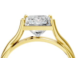 Yellow gold Princess Cut Diamond Solitaire Twist Band Prong Setting Ring_82