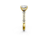 Yellow gold Princess Cut Diamond Solitaire with Pave Band and Four-Prong Setting 2