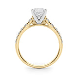 14K Yellow Gold 1.55 Carat D VVS2 Princess Cut Diamond Solitaire with Pave Band and Four-Prong Setting
