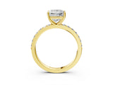 Yellow gold Princess Cut Diamond Solitaire with Pave Band and Four-Prong Setting 3