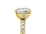 Yellow gold Princess Cut Diamond Solitaire with Pave Band and Four-Prong Setting 5