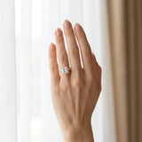 Yellow gold Princess Cut Diamond Solitaire with Side Stones, Pave Band, Four-Prong Setting_481