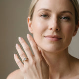 Yellow gold Princess Cut Diamond Solitaire with Side Stones, Pave Band, Four-Prong Setting_482