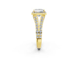 Yellow gold Princess Cut Diamond Split Shank Halo Ring with Four-Prong Setting_70