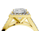Yellow gold Princess Cut Diamond Split Shank Halo Ring with Four-Prong Setting_72