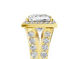 Yellow gold Princess Cut Diamond Split Shank Halo Ring with Four-Prong Setting_73