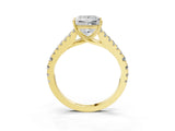 Yellow gold Princess Cut Diamond Split Shank Pavé Engagement Ring with Four-Prong Setting_104