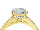 Yellow gold Princess Cut Diamond Split Shank Pavé Engagement Ring with Four-Prong Setting_105