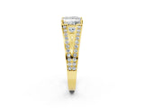 Yellow gold Princess Cut Diamond Split Shank Ring with Pavé Band and Four-Prong Setting_71