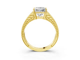 Yellow gold Princess Cut Diamond Split Shank Ring with Pavé Band and Four-Prong Setting_72