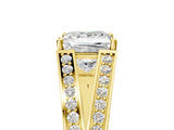Yellow gold Princess Cut Diamond Split Shank Ring with Pavé Band and Four-Prong Setting_74