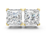 Yellow gold Princess Cut Diamond Stud Earrings_440