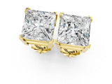 Yellow gold Princess Cut Diamond Stud Earrings_441