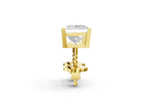 Yellow gold Princess Cut Diamond Stud Earrings_442