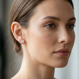 Yellow gold Princess Cut Diamond Stud Earrings_446