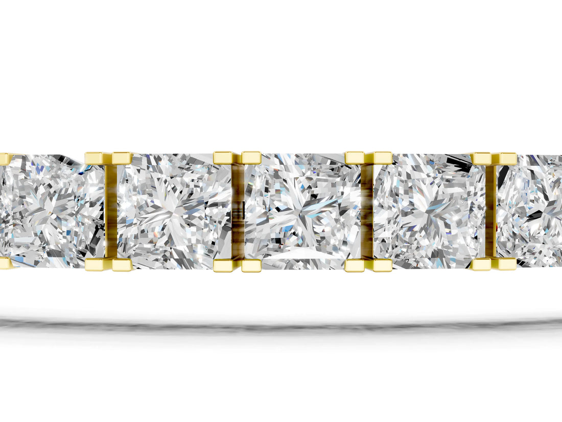 Yellow gold Princess Cut Diamond Tennis Bracelet with Channel Setting_23