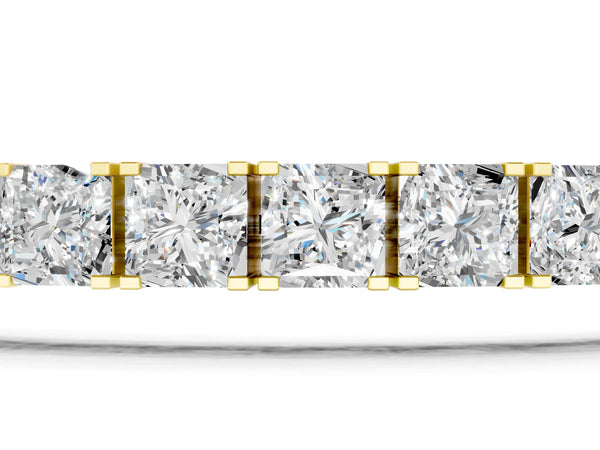 Yellow gold Princess Cut Diamond Tennis Bracelet with Channel Setting