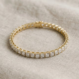 Yellow gold Princess Cut Diamond Tennis Bracelet with Channel Setting_29