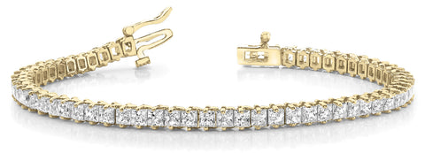 Yellow gold Princess Cut Diamond Tennis Bracelet with Four-Prong Setting 2