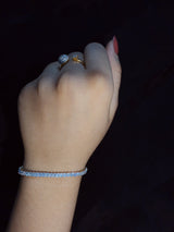 Yellow gold Princess Cut Diamond Tennis Bracelet with Four-Prong Setting